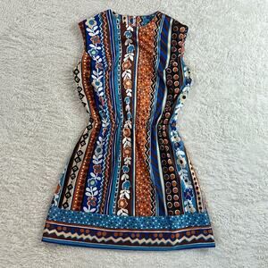 Vintage unbranded union made patterned mini dress, size xs